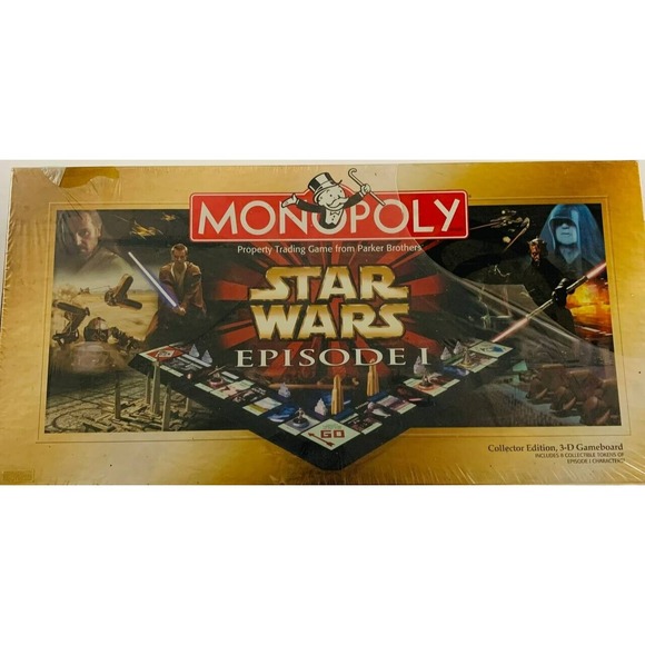 Vintage Monopoly Star Wars‎ Episode 1 Collectors Edition 1999 3D Gameboard New
